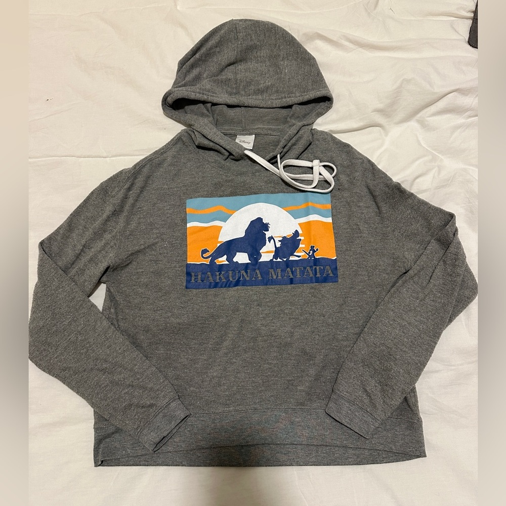 Disney The Lion King Hakuna Matata Heather Grey Lightweight graphic hoodie Small